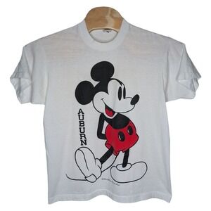 Vintage‎ Walt Disney Mickey Mouse T Shirt XL Auburn Alabama Tigers College White